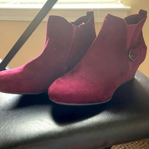 Burgundy wedge booties